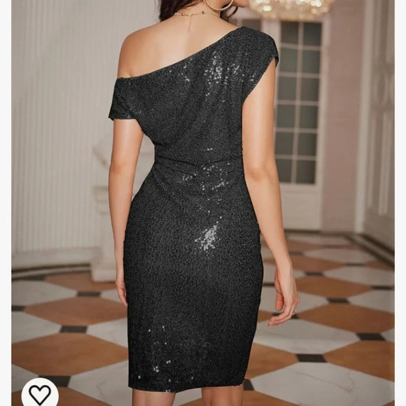 🎉HP🎉Grace Karin one shoulder sequin bodycon black dress NWT - Picture 2 of 7